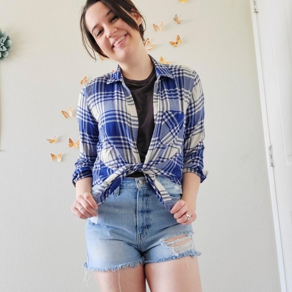 Super Soft American Eagle Plaid Top - Picture 4 of 5